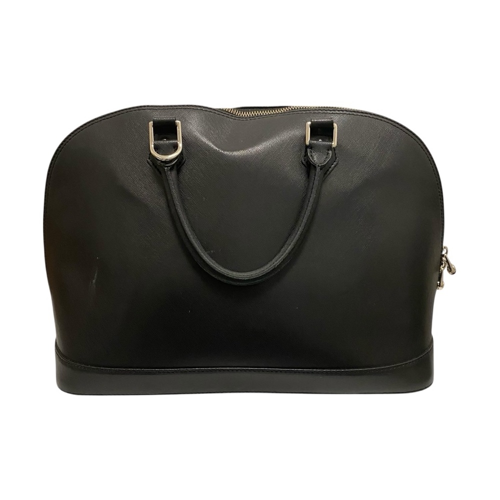 Pulicati Crosshatching Black Leather Satchel Handbag